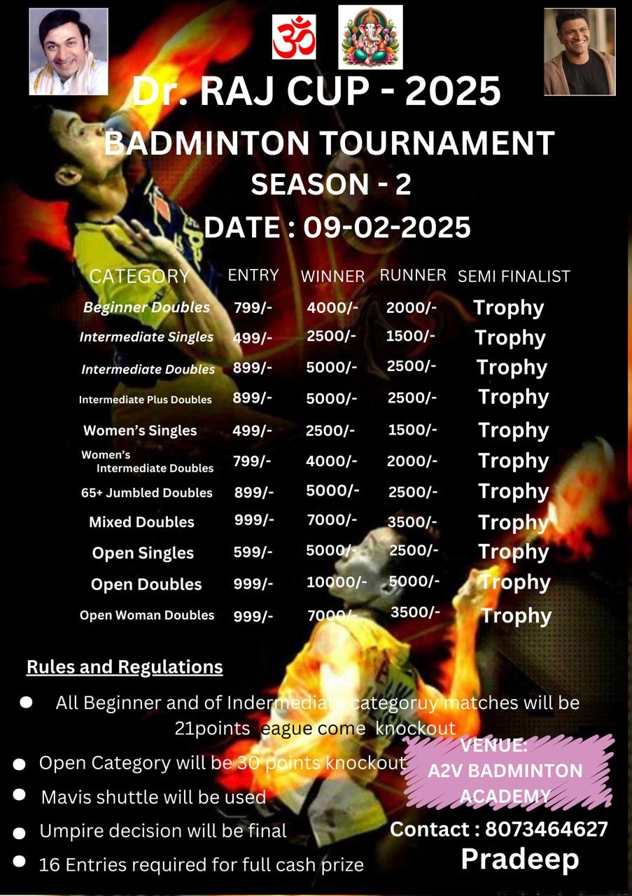 Dr.RAJ Cup Season 2 Badminton Tournament